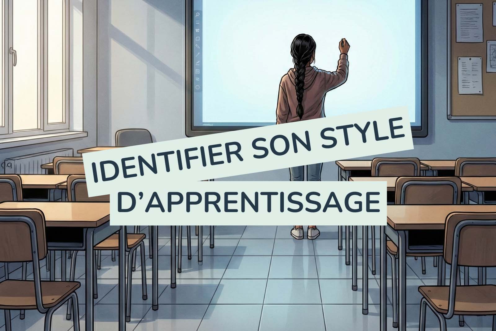 Illustration d’un élève travaillant les mathématiques avec des méthodes variées d’apprentissage (visuel, auditif, pratique et écriture), montrant comment adapter sa manière d’apprendre pour progresser en maths au lycée avec Tutobac.